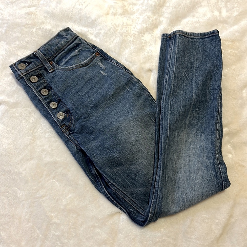 A&F | Button Fly “Skinny” Straight Jeans
